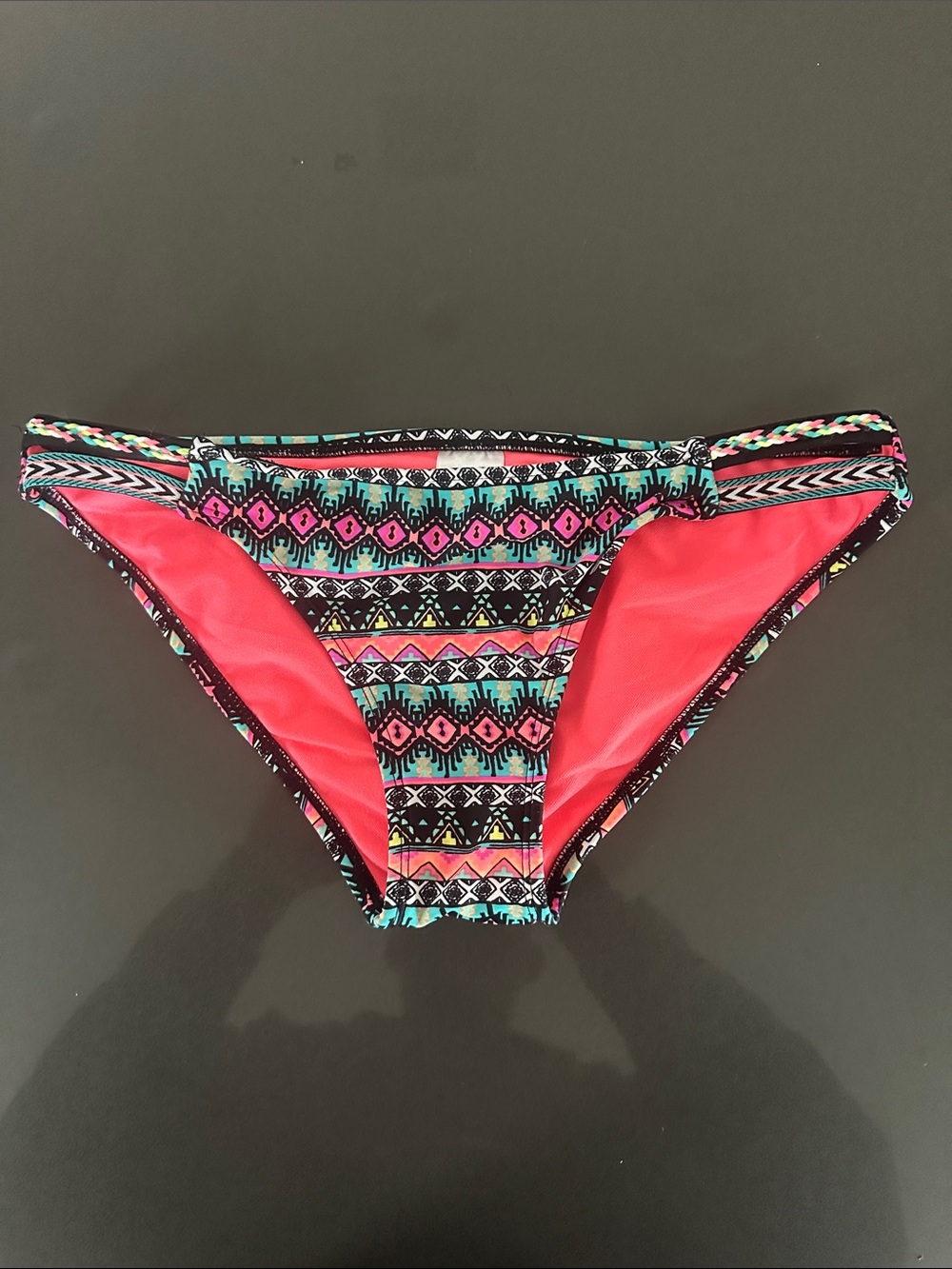Xhilaration Multicolor Aztec Print Bikini Bottoms with Coral Lining